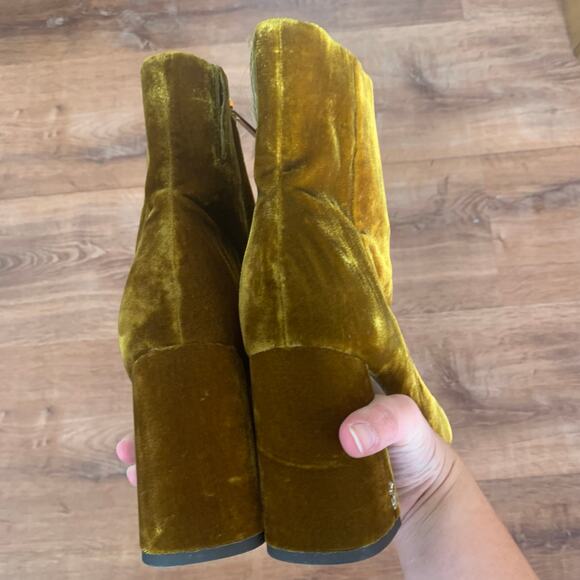 Sam Edelman Women’s Codie 2 Rust Velvet Ankle Bootie Sz 9 Square Toe Gold Green - Picture 7 of 10